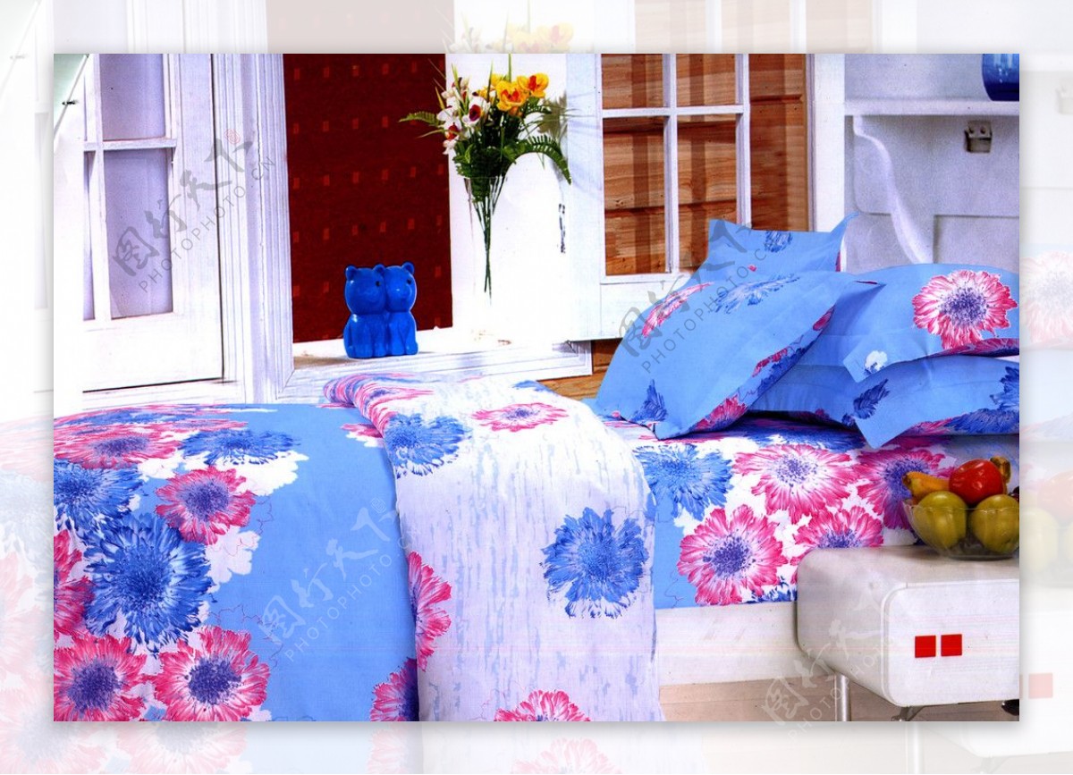 家纺床花背景环境色彩图片