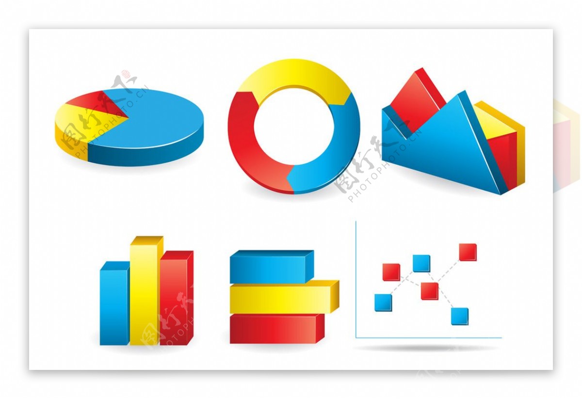 多彩矢量数据分析图形图表图片