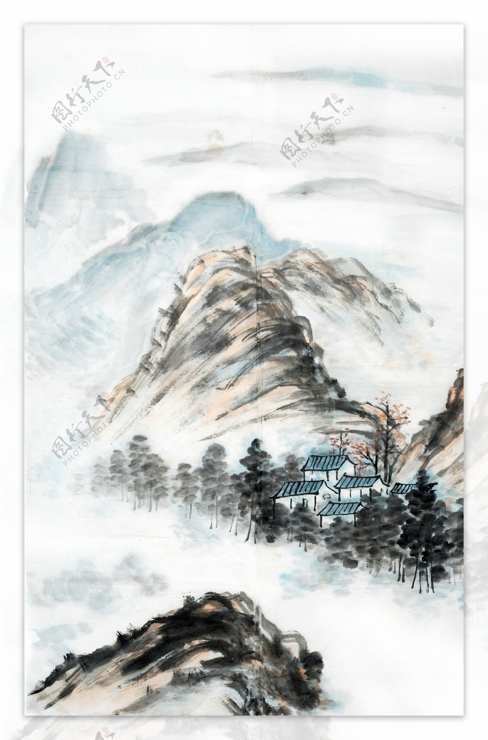 夏山隐居图中国画图片