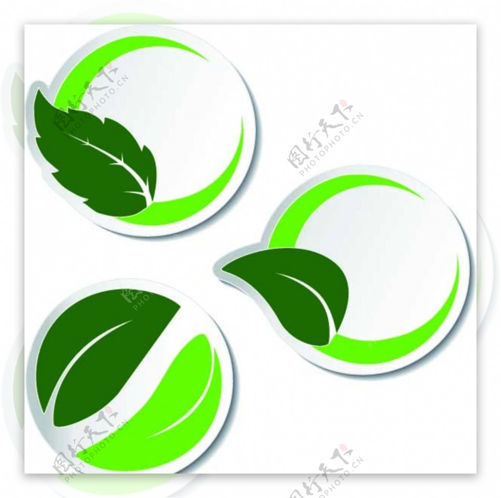 环保绿叶标签矢量素材绿色图片