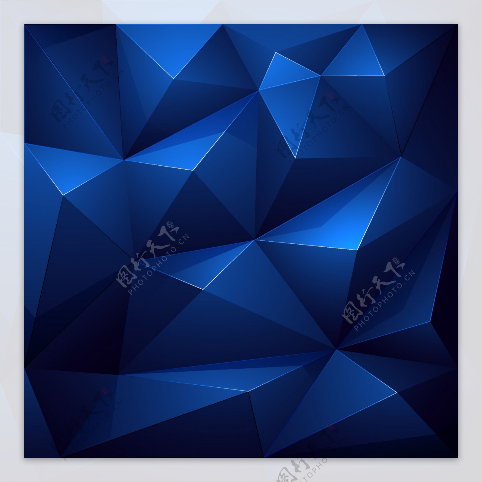 蓝色立体多边形背景图片