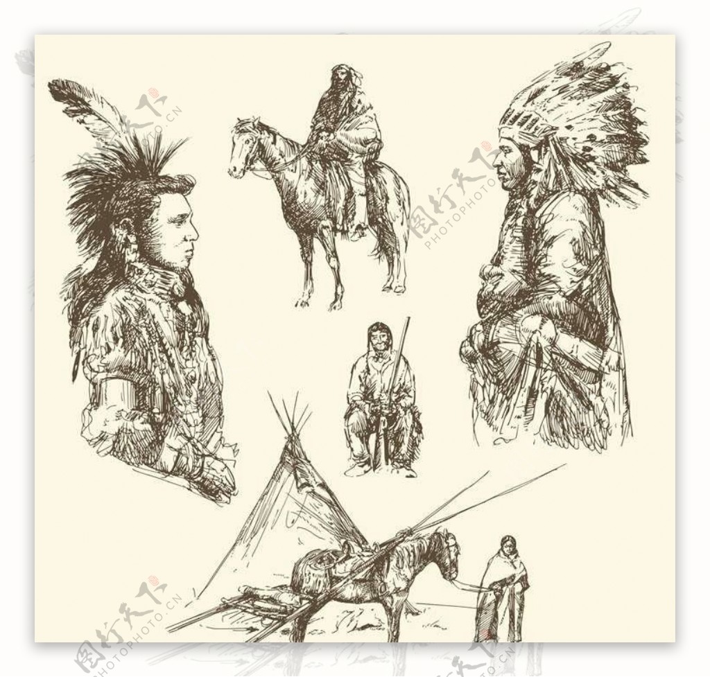 美国土著印第安人图标图片