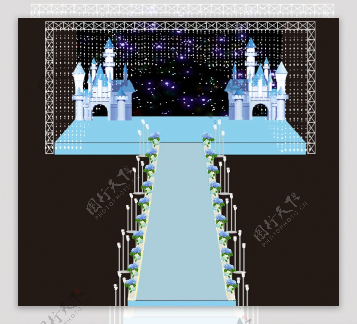 蓝色城堡婚礼舞台图片