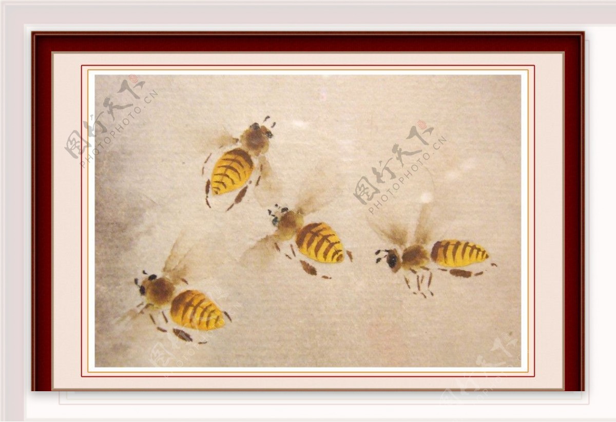 国画蜜蜂图片