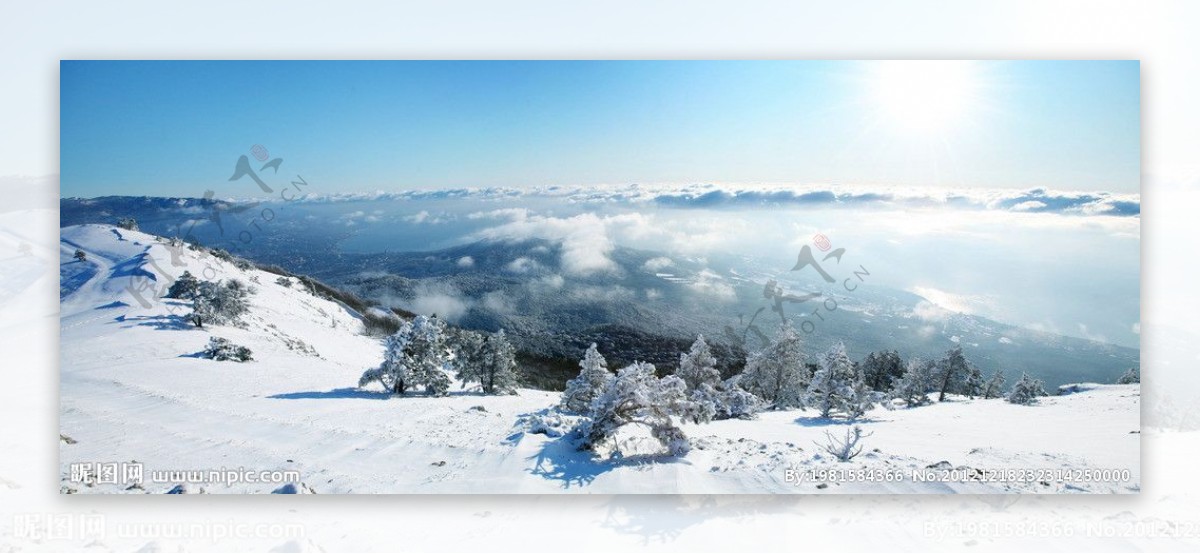 雪山风景全景图图片