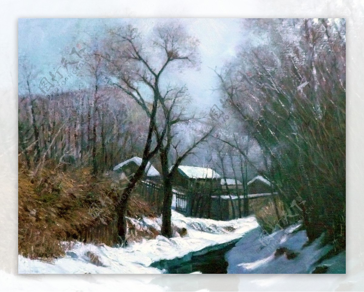 山乡冬雪图片