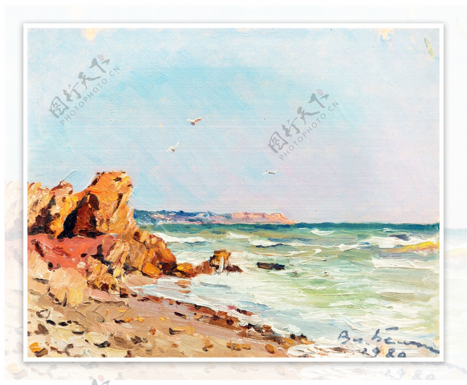 海边风景油画图片