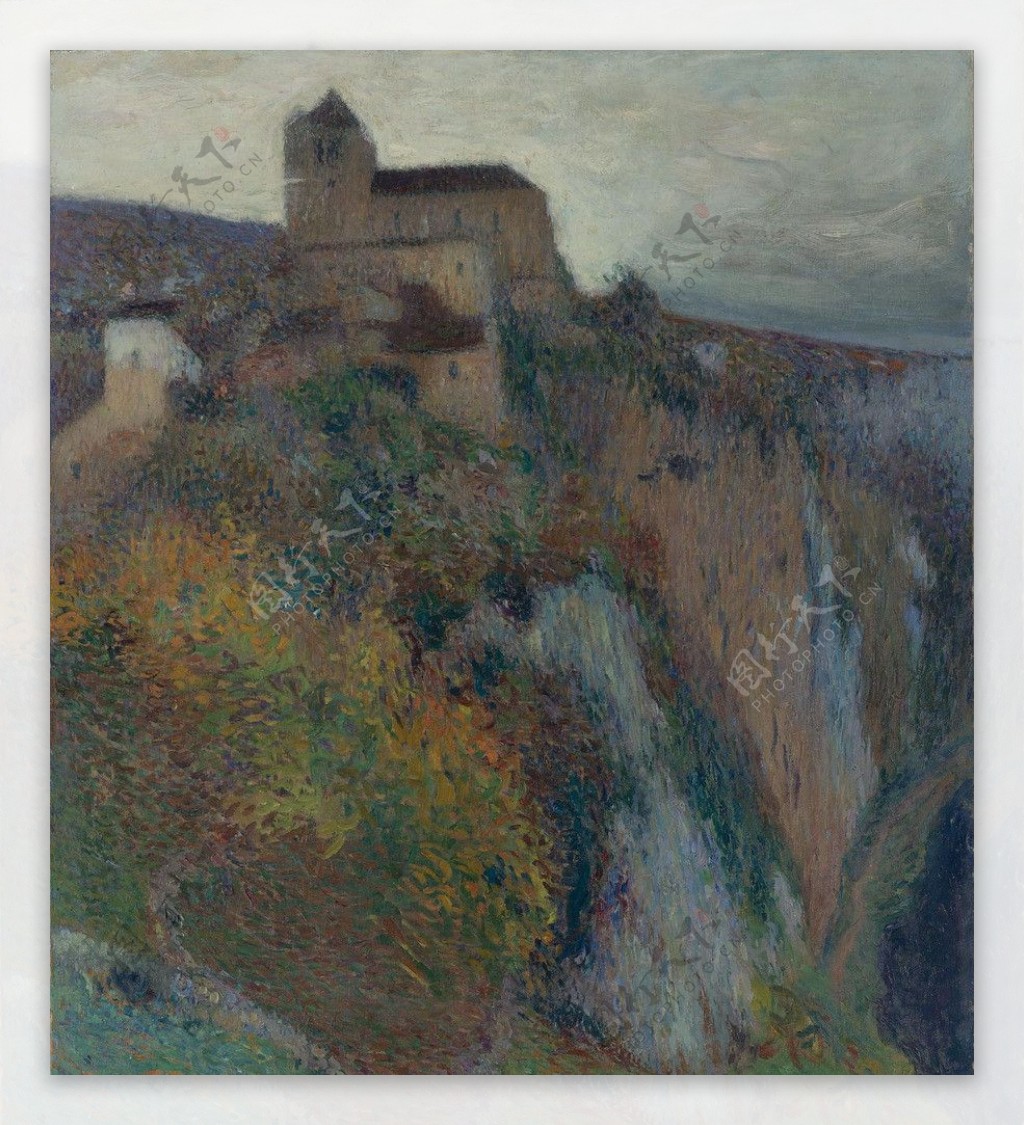 山峰城堡油画图片