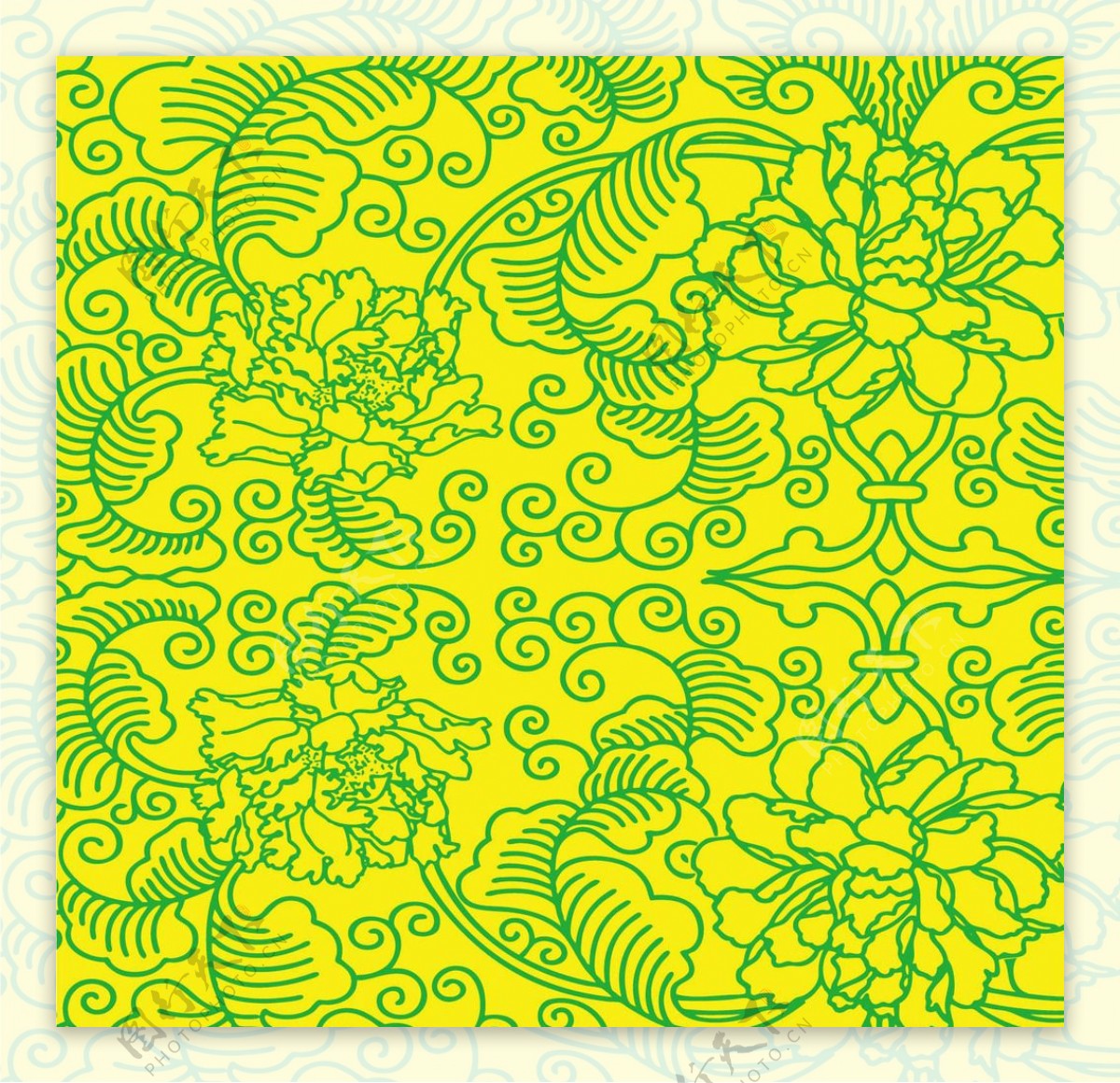 草绿色古典花纹背景矢量素材图片