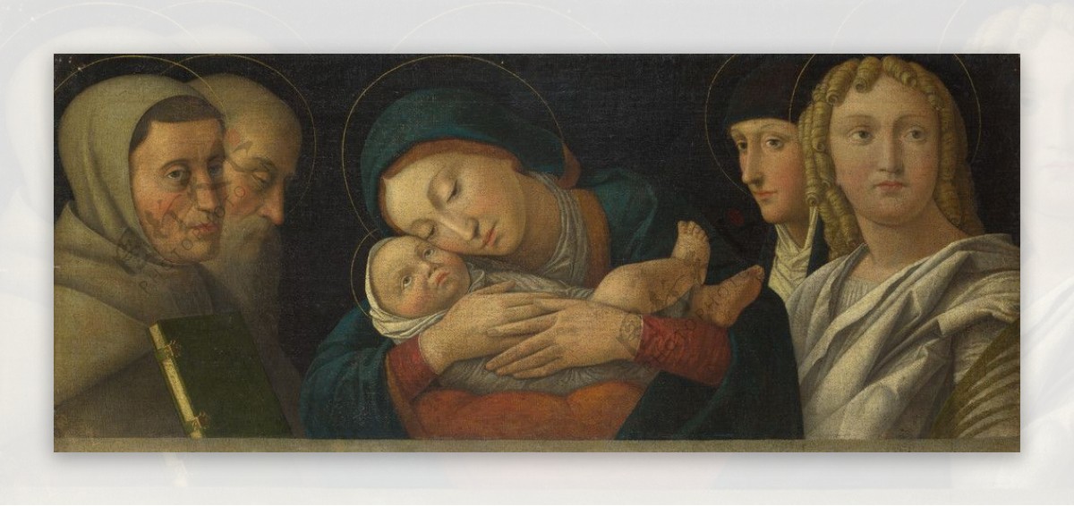 圣母圣婴与4个圣人图片