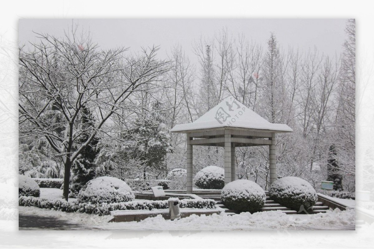 雪后凉亭图片