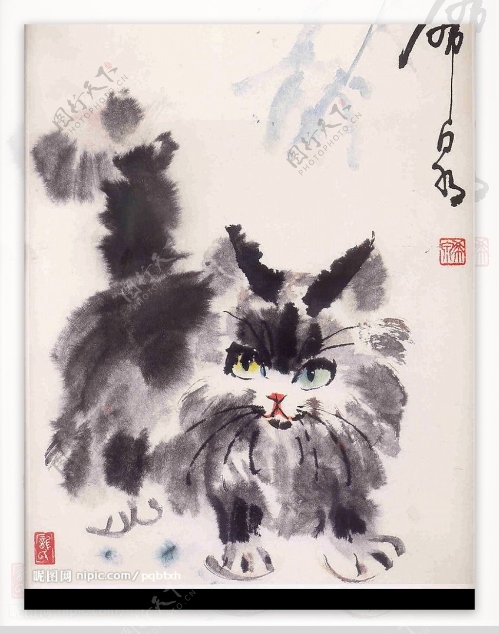 庞希泉现代国画猫6图片