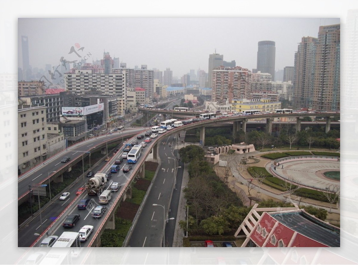 上海立交桥183堵车时图片