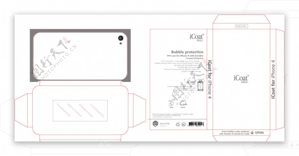简洁iPhone4说明书保护膜包装盒图片