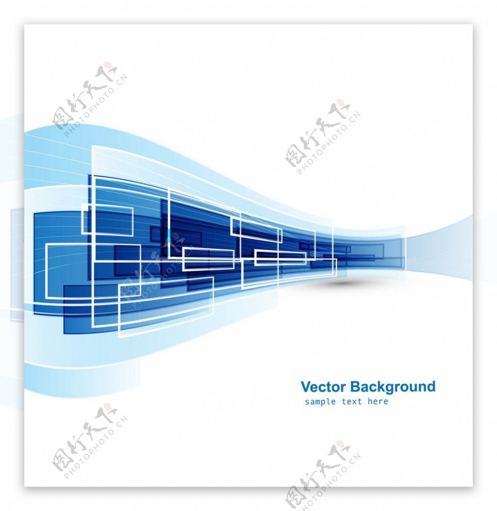 蓝色动感线条方形商务科技背景图片