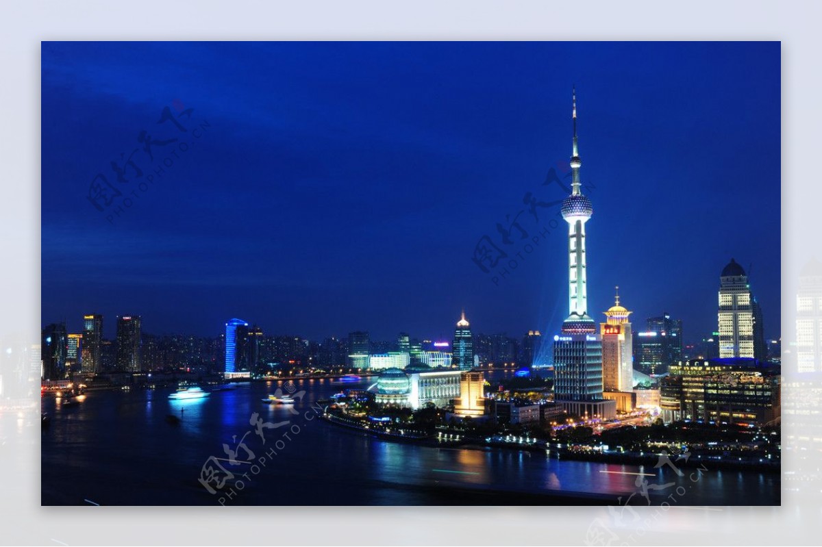 上海东方明珠夜色黄浦江图片