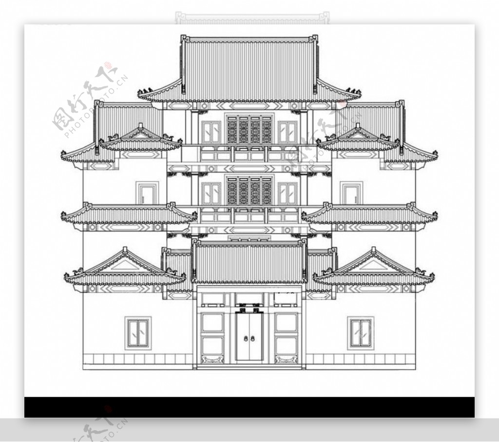 手绘庙宇图片