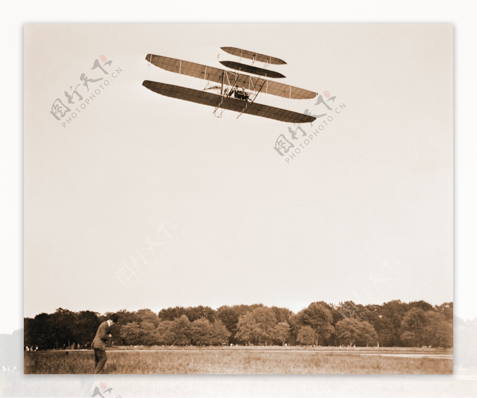 莱特兄弟驾驶飞机做人类首次飞行图片