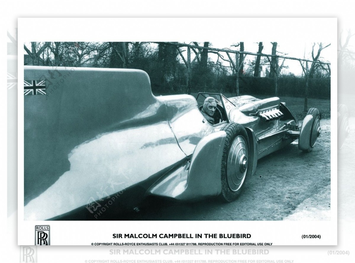 1935年的蓝鸟马尔科姆183坎贝尔驾驶过劳斯莱斯涡轮增压V12引擎图片