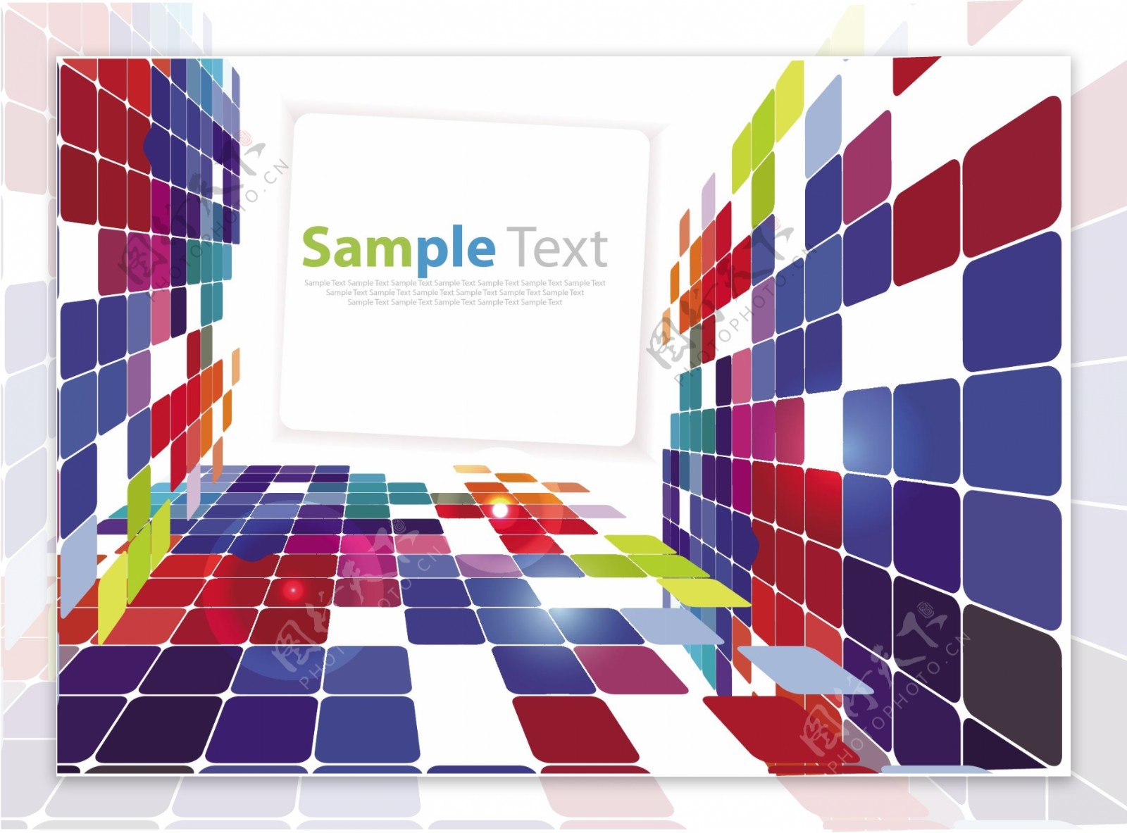 3d动感方形格子商务科技背景图片
