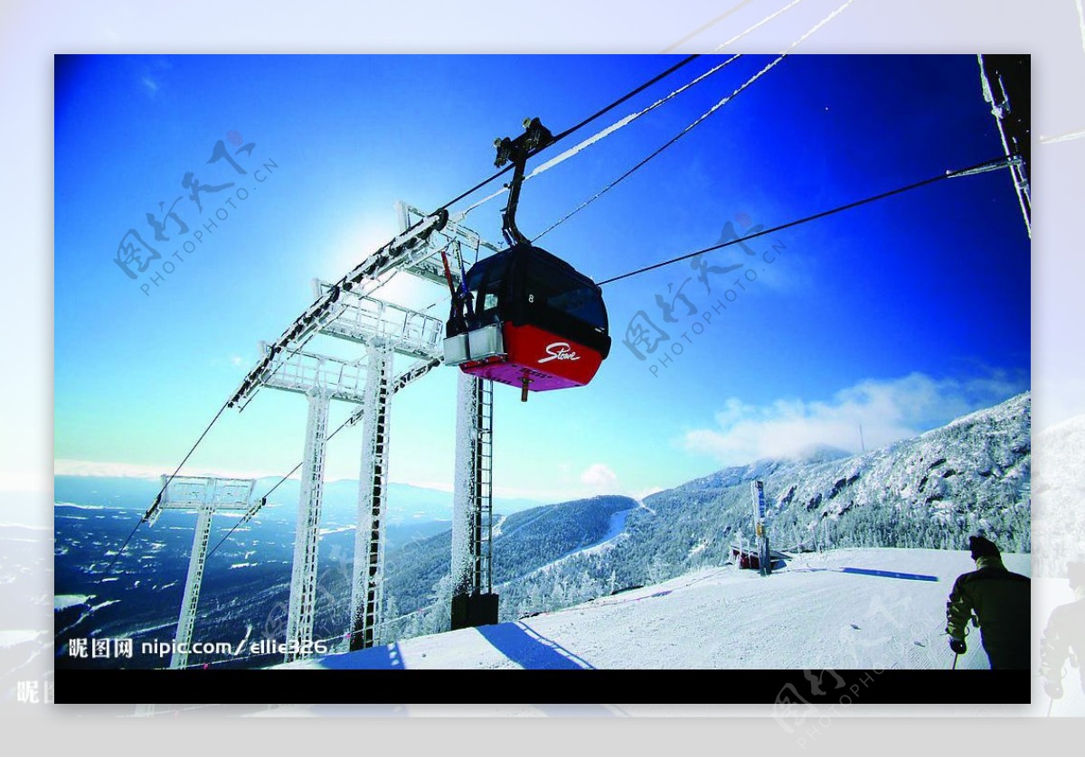 Stowe雪山缆车滑雪图片