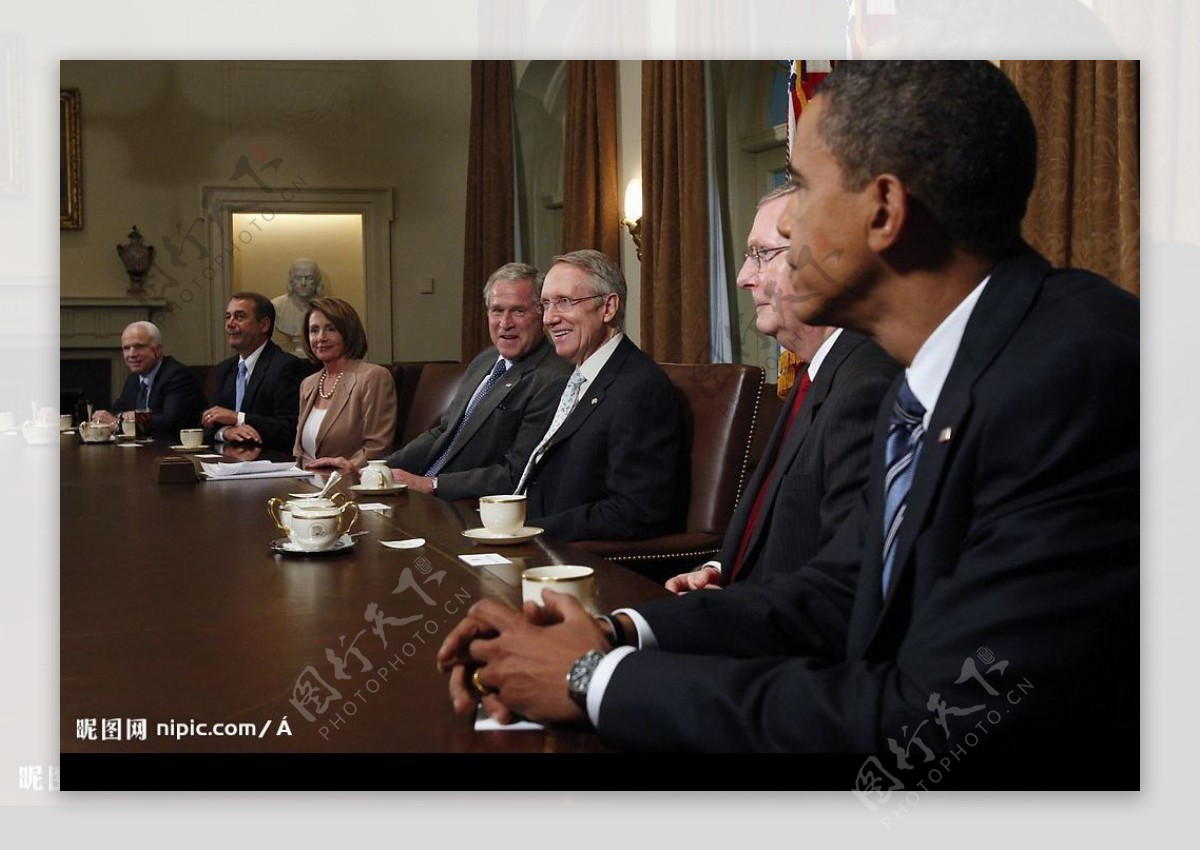 布什与奥巴马图片