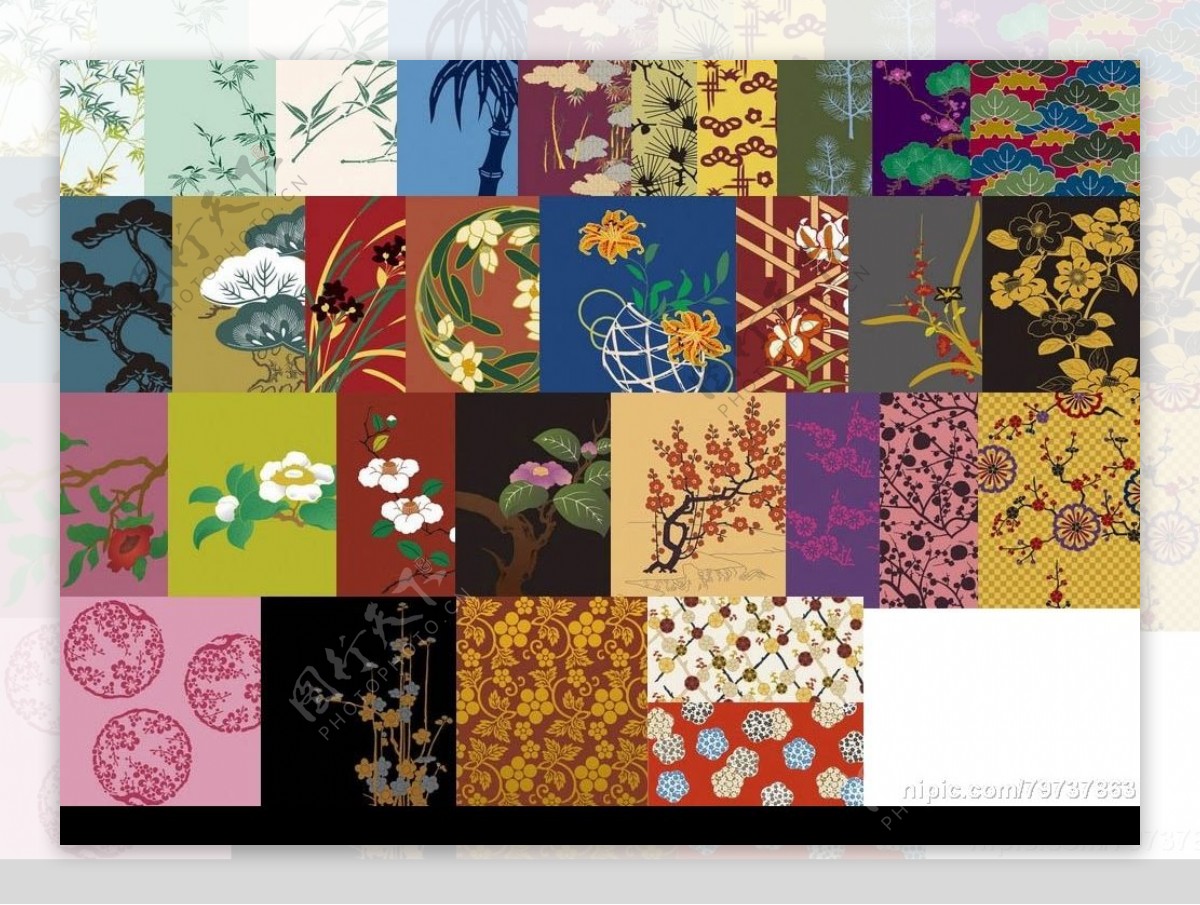 日本传统图案合集4花卉植物共22张图片