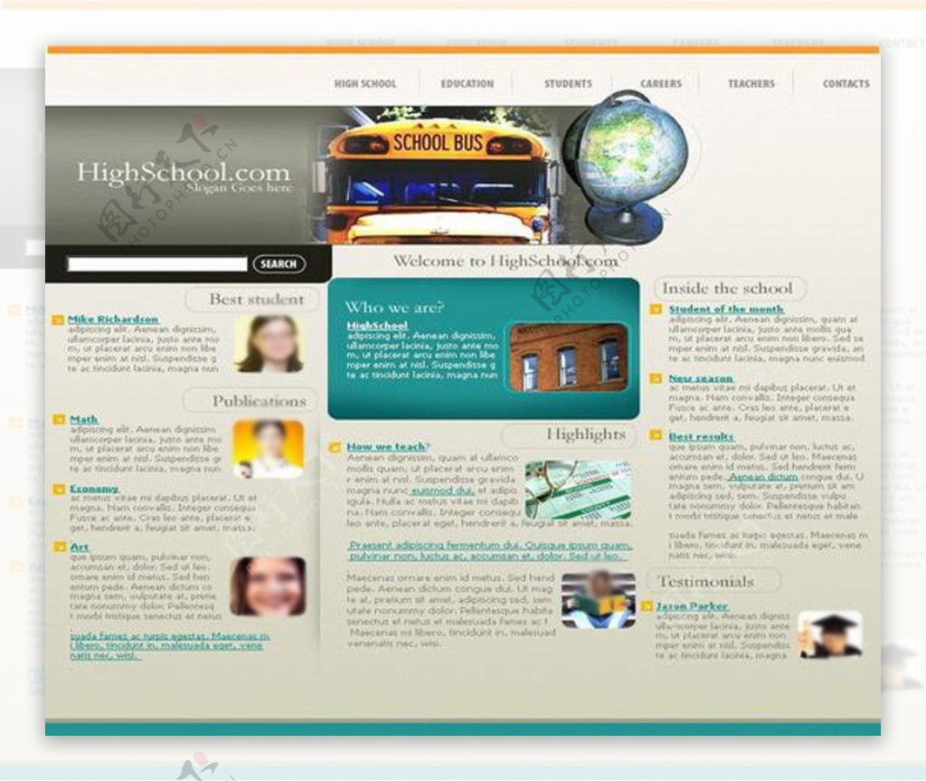 欧美高校网站模板图片