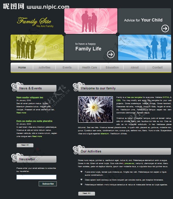 家庭影院网页模板图片