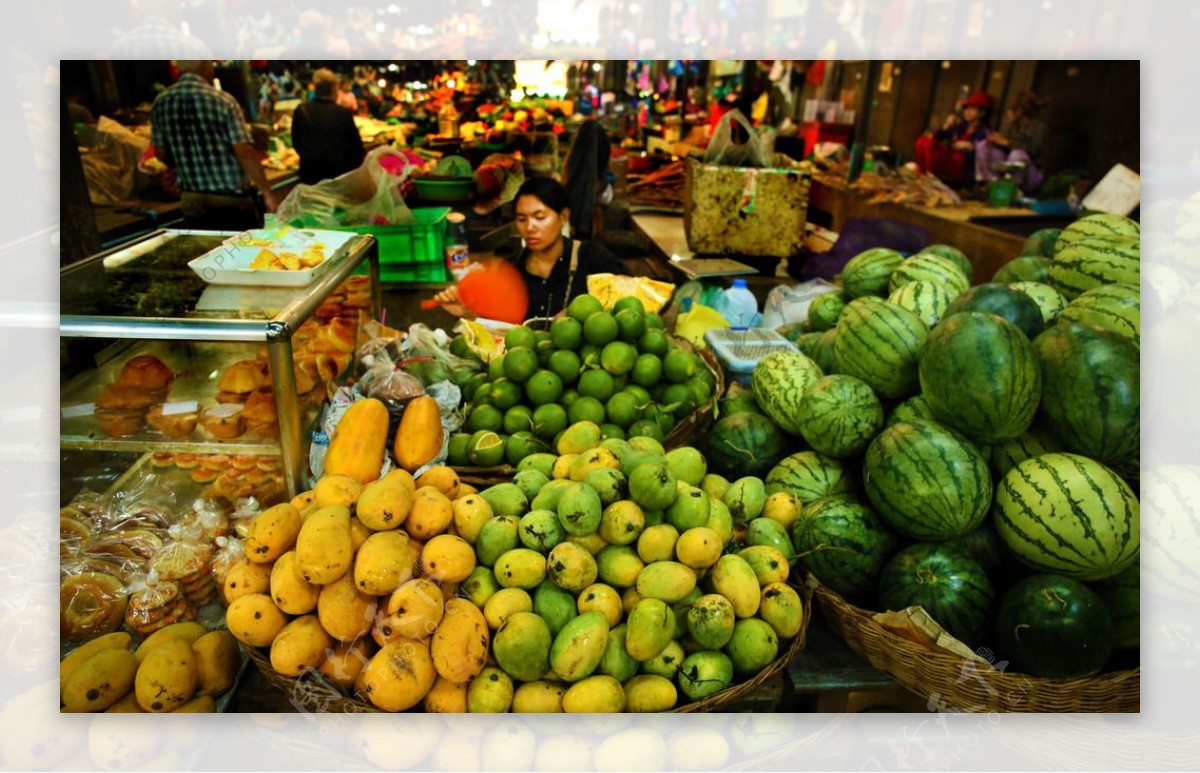 柬埔寨水果摊图片