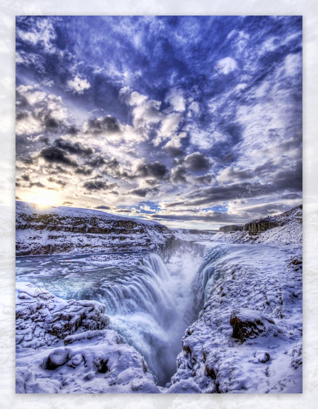 山水风景风景名胜建筑景观自然风景旅游印记冰冻的地狱冰岛冻结的瀑布雄伟澎湃图片