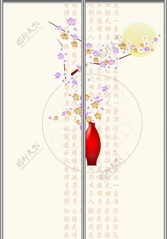 梅花花瓶移门移门图案图片