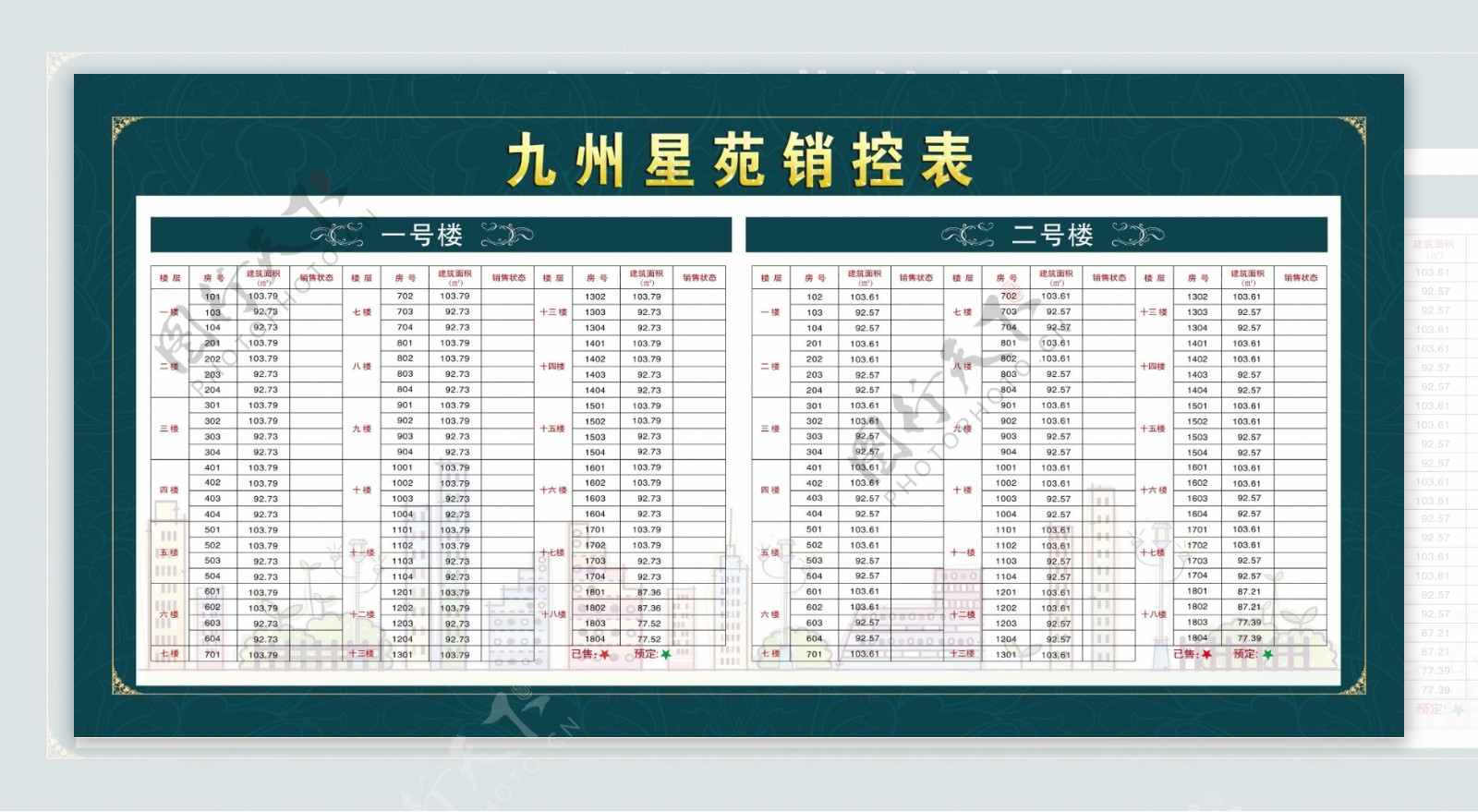 房地产销控表图片