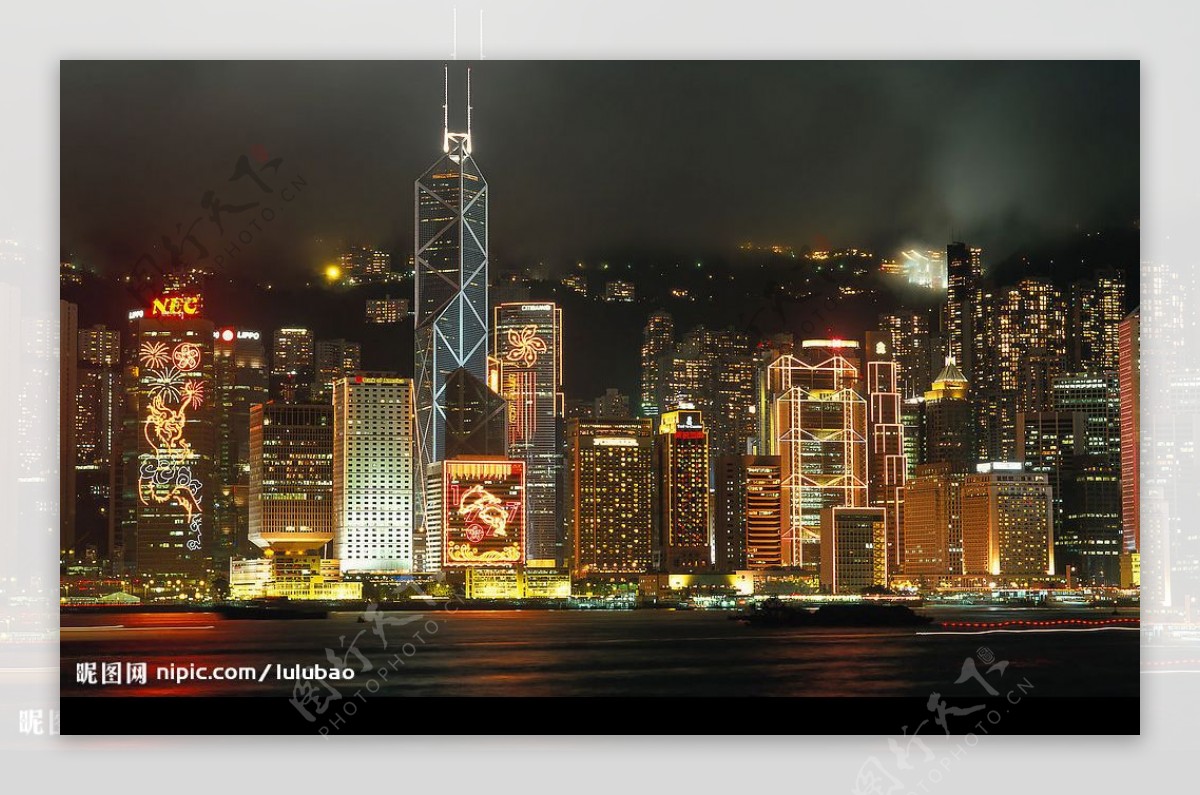 香港海旁夜景图片