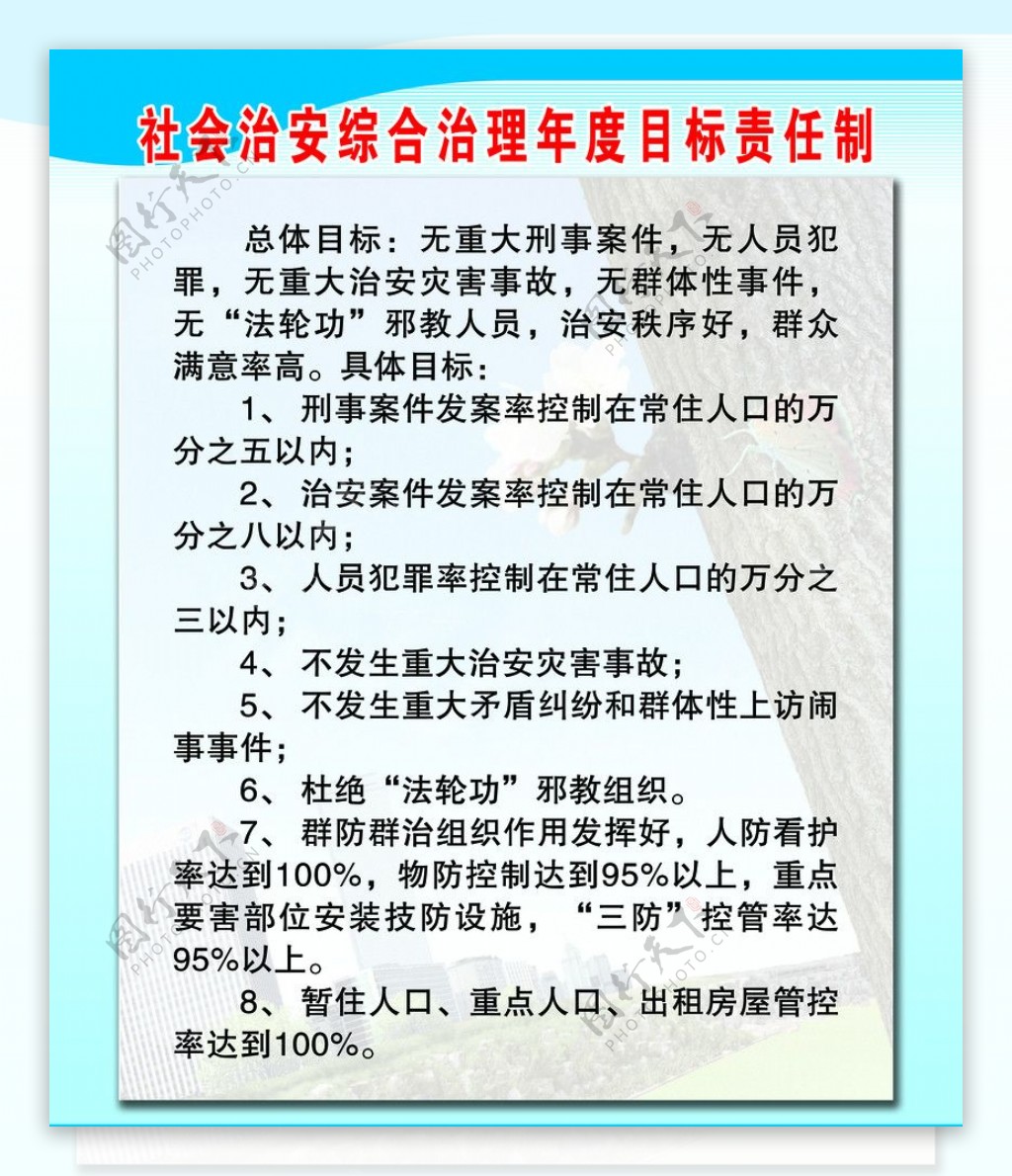 社区治安综合治理年度目标责任制图片