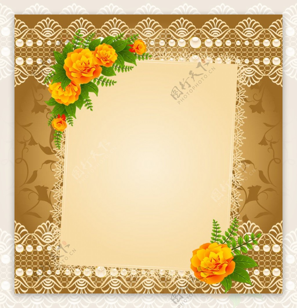 欧式花纹花朵玫瑰花卡图片