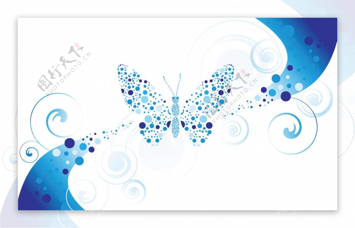 蓝色动感线条蝴蝶背景图片