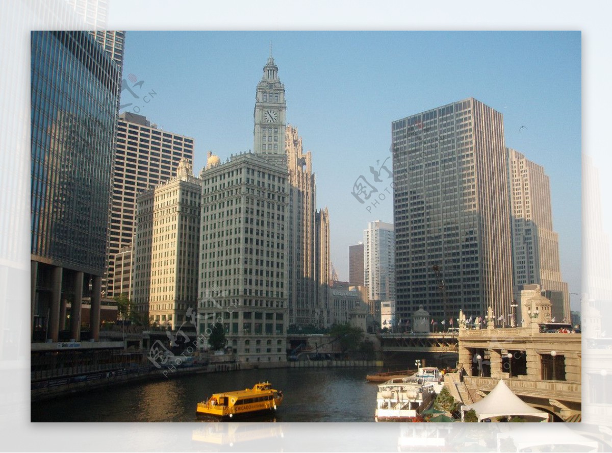 芝加哥芝加哥河两岸景观图片