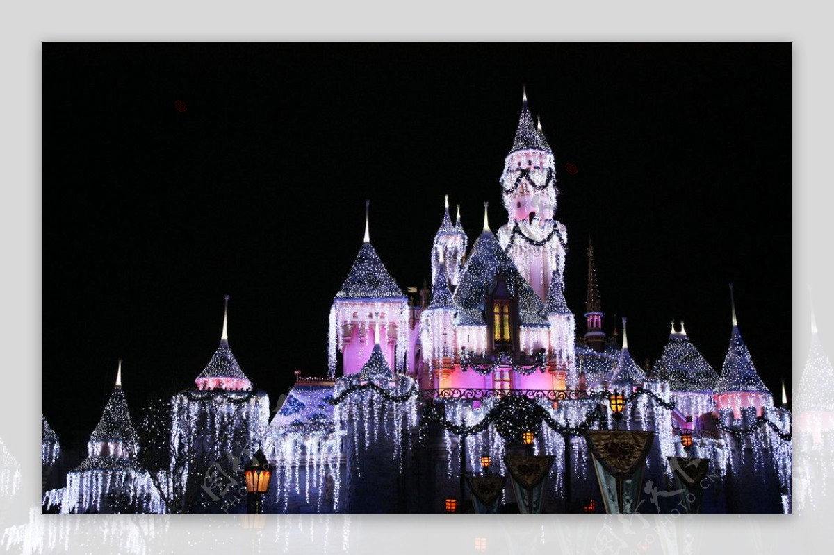 拉斯维加斯睡公主城堡夜景图片