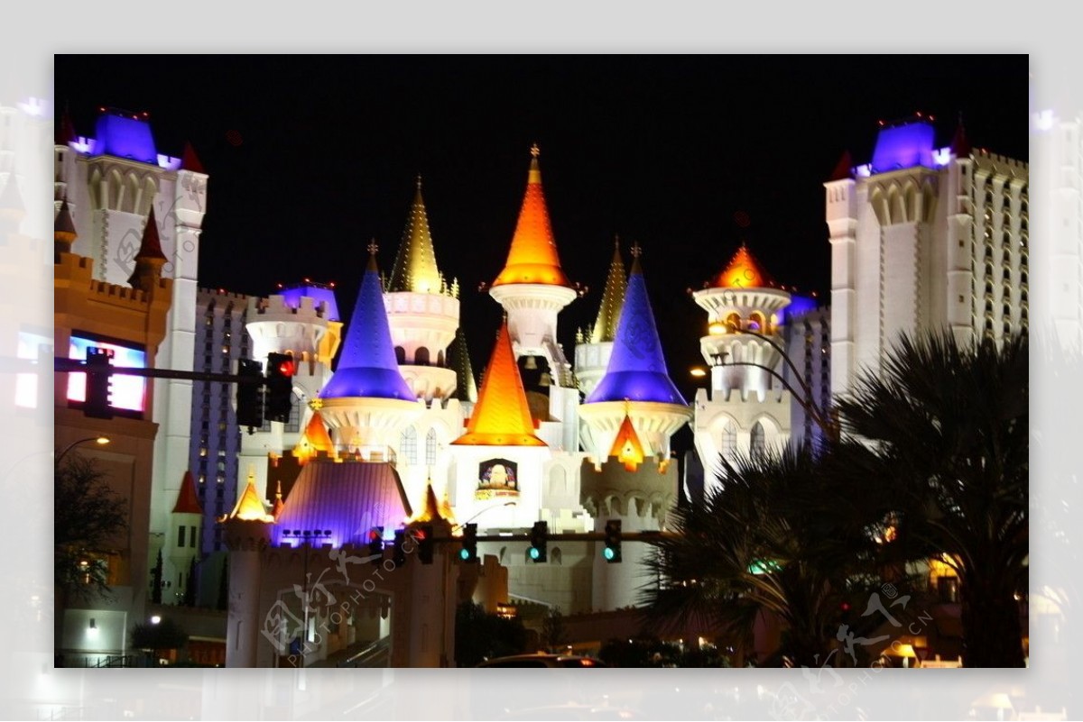 拉斯维加斯城堡酒店夜景图片