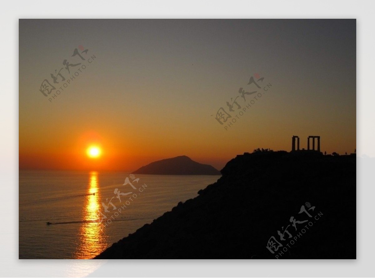 希腊圣托里尼岛日出图片