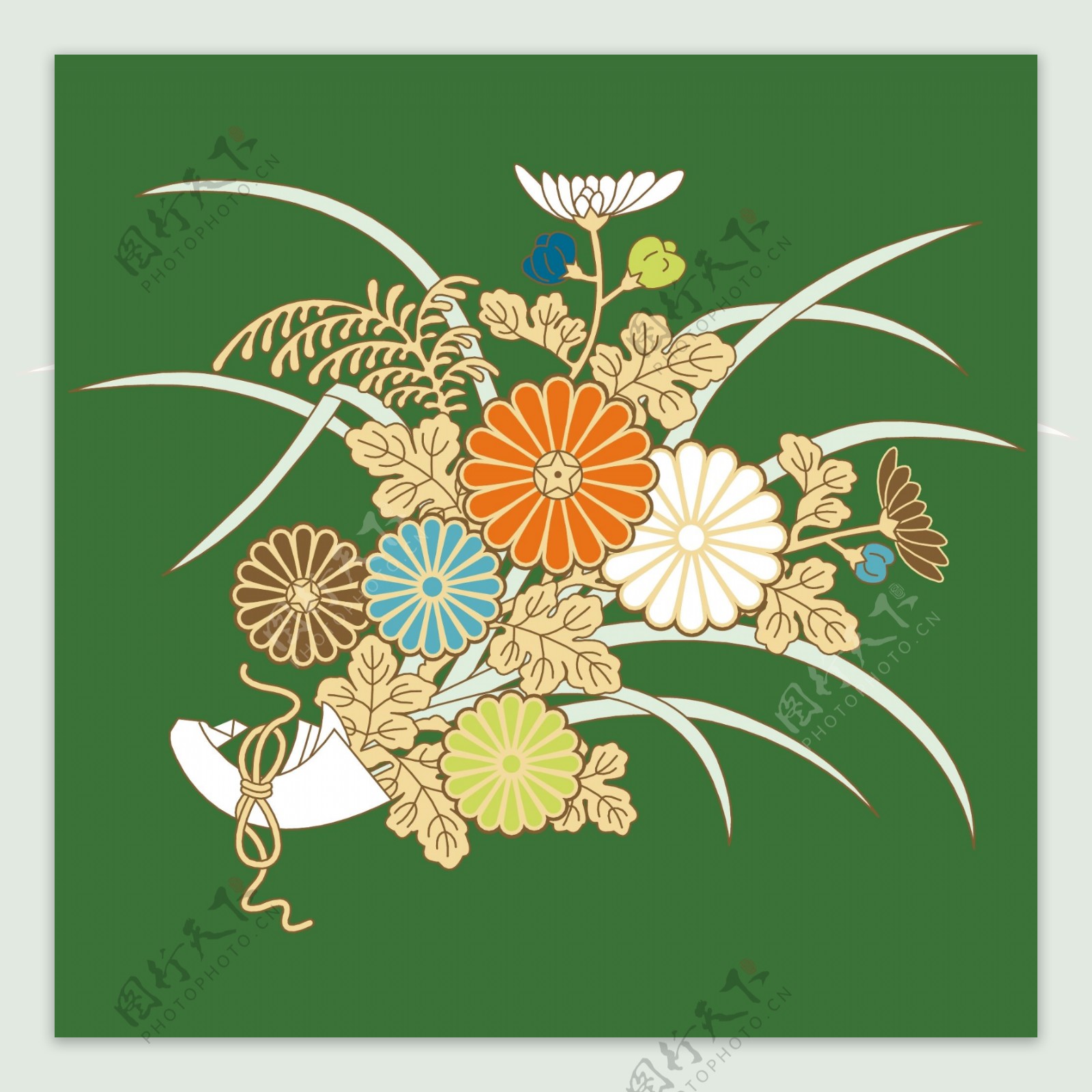 日本传统图案矢量素材45花卉植物图片