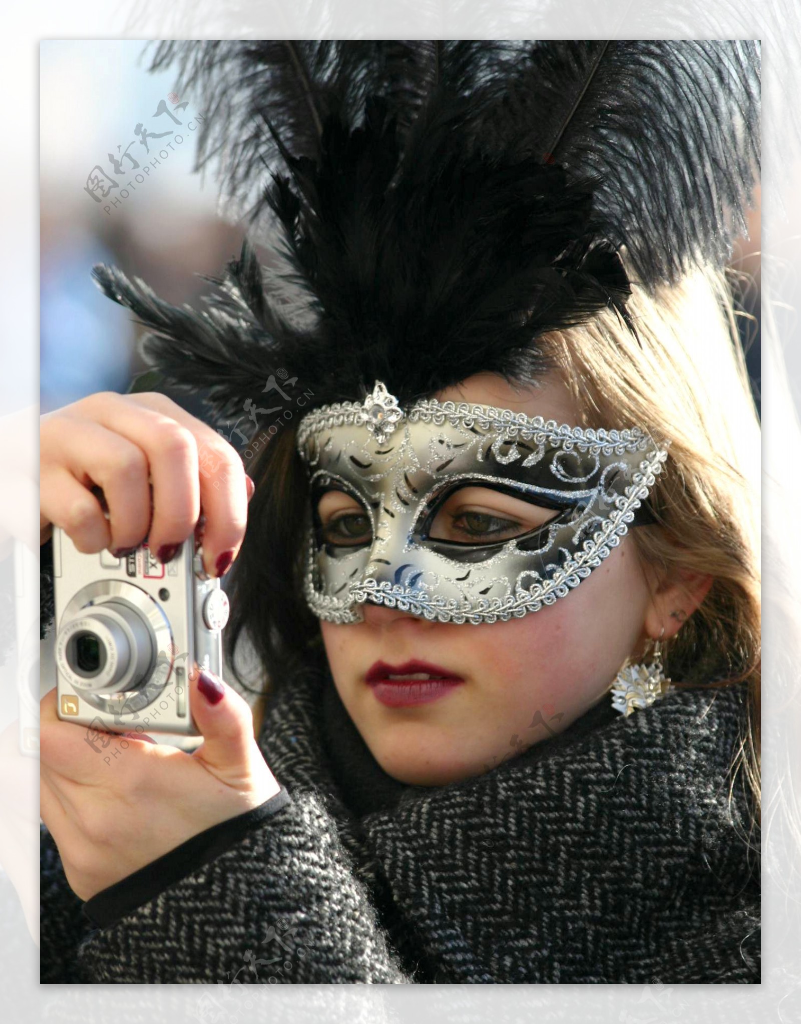 银色面具拍摄拍照时尚摩登图片