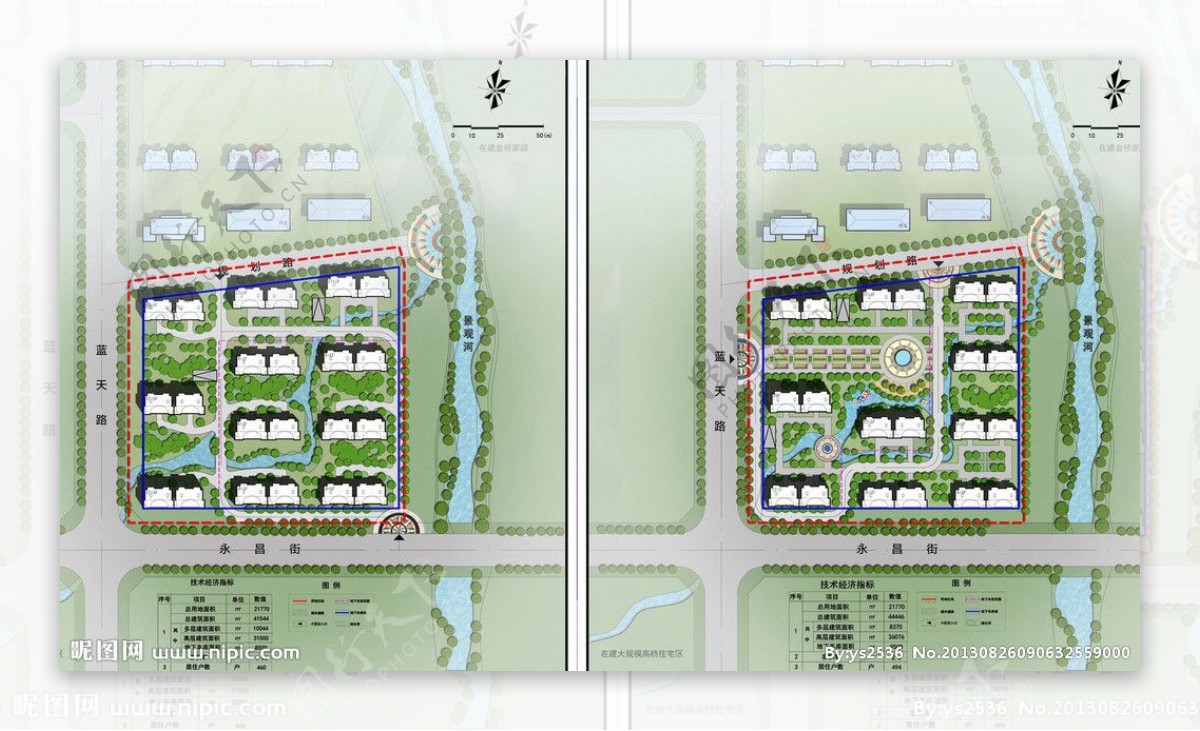 某住宅小区规划设计图两个方案含cad图图片