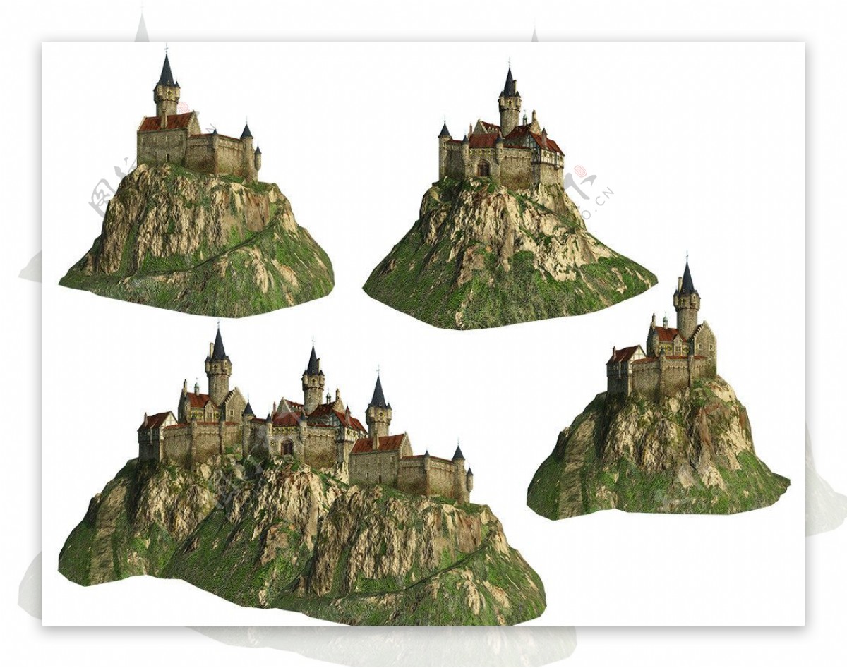 山上城堡抠图图片