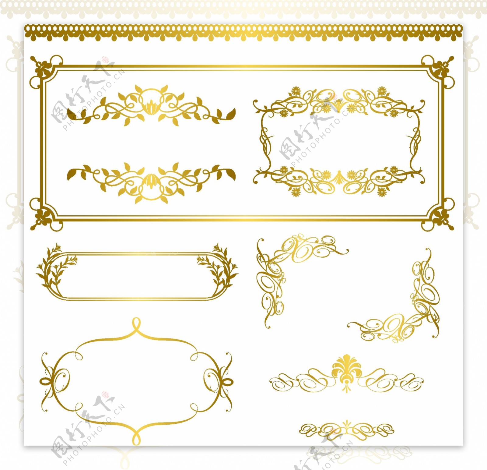 金色古典花纹花边框图片