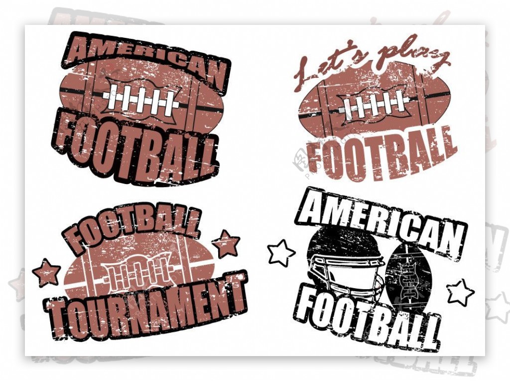 橄榄球印章标签邮戳矢量图片