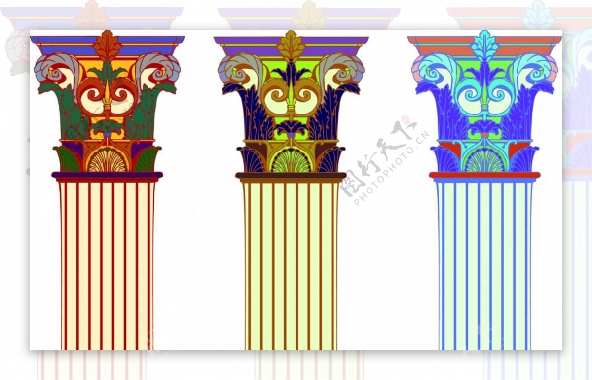 欧式罗马柱装饰矢量图图片