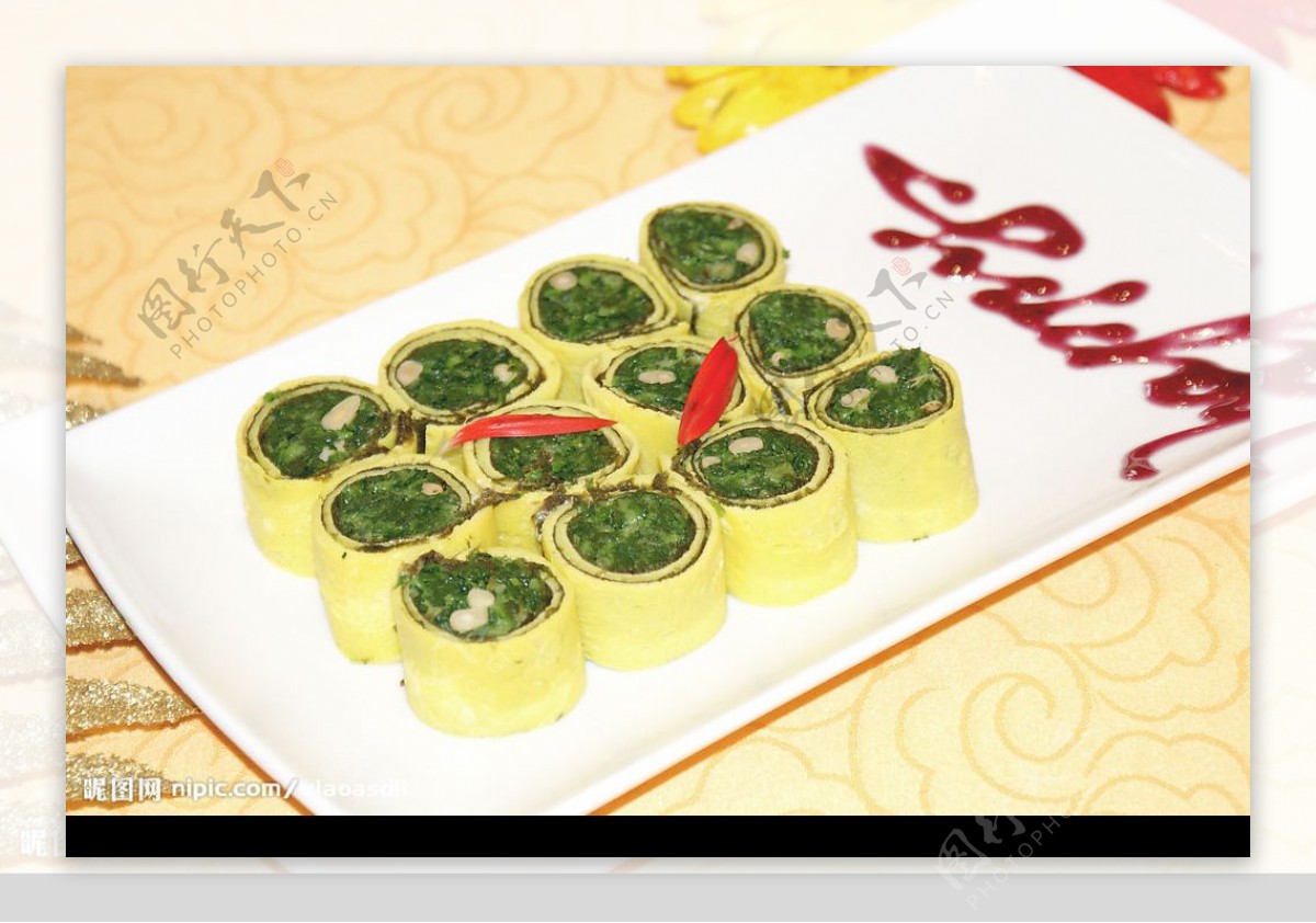 传统美食翡翠如意卷中式菜图片