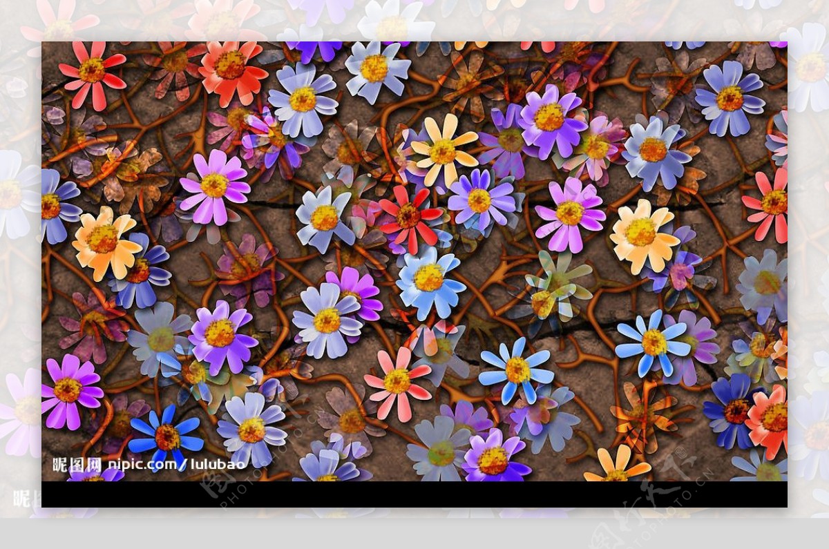 电脑制作抽象花卉图片